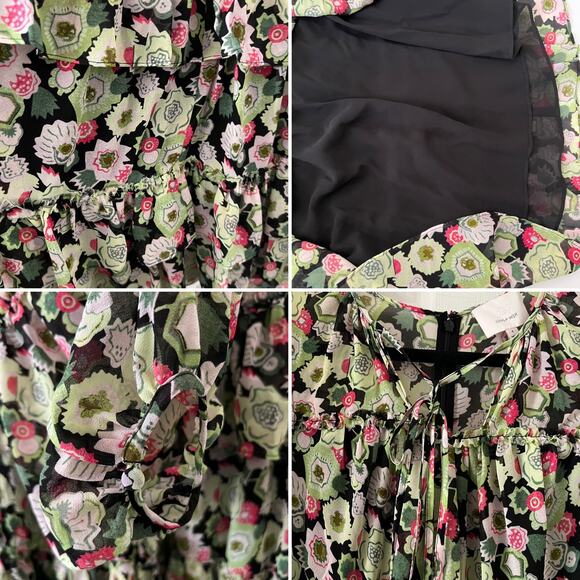 Cinq A Sept Dita Long Sleeve Floral Tiered Mini Dress Prickly Pear Size 4 - Picture 7 of 12